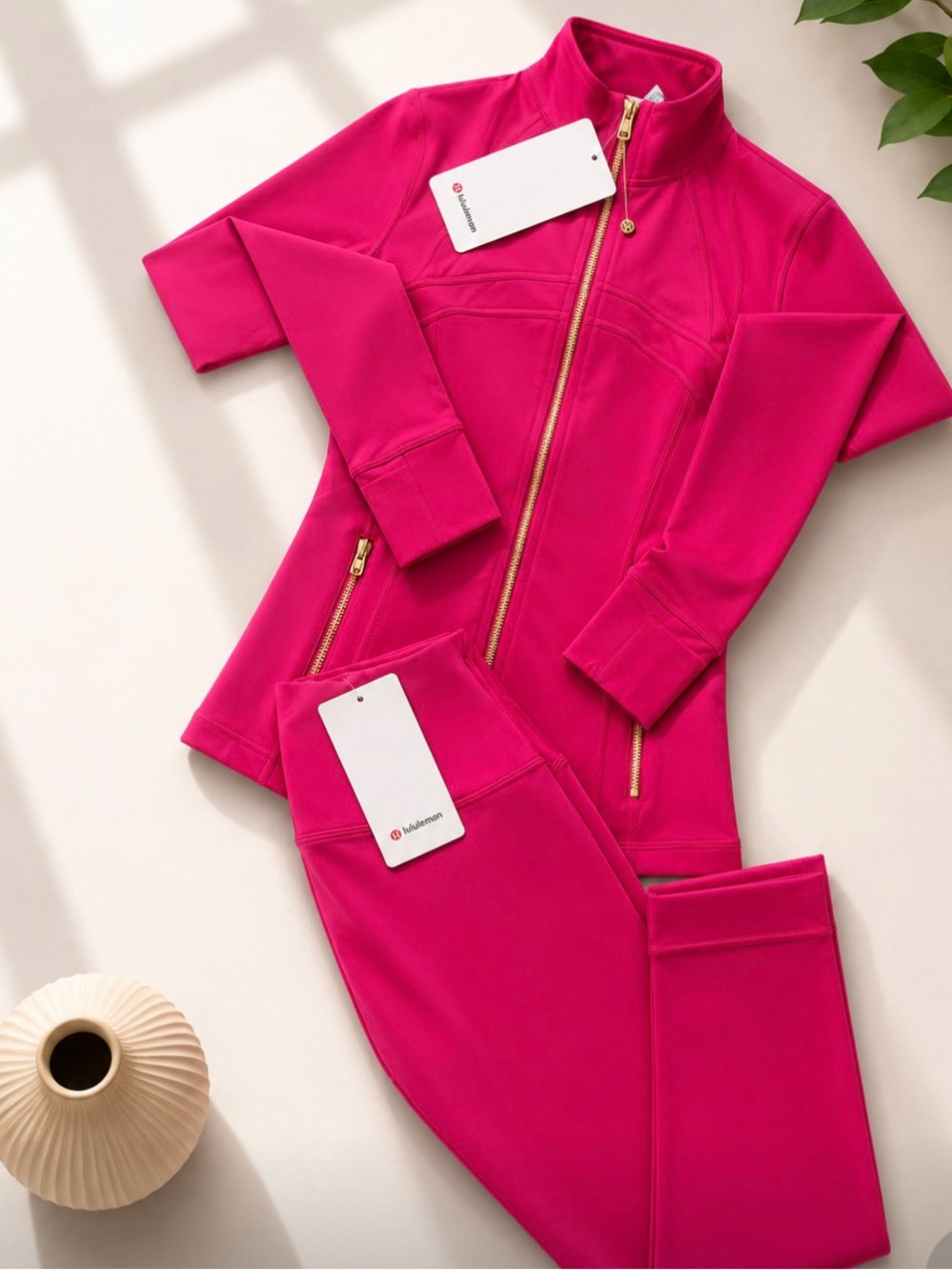 lululemon athletica Women's Hot Pink Zip Jacket & Joggers Set
